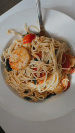 Shrimp Scampi With Fresh Spinach & Cherry/Grape Tomatoes