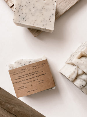 
                  
                    Sweet Almond + Poppyseed Soap Bar (Unscented)
                  
                